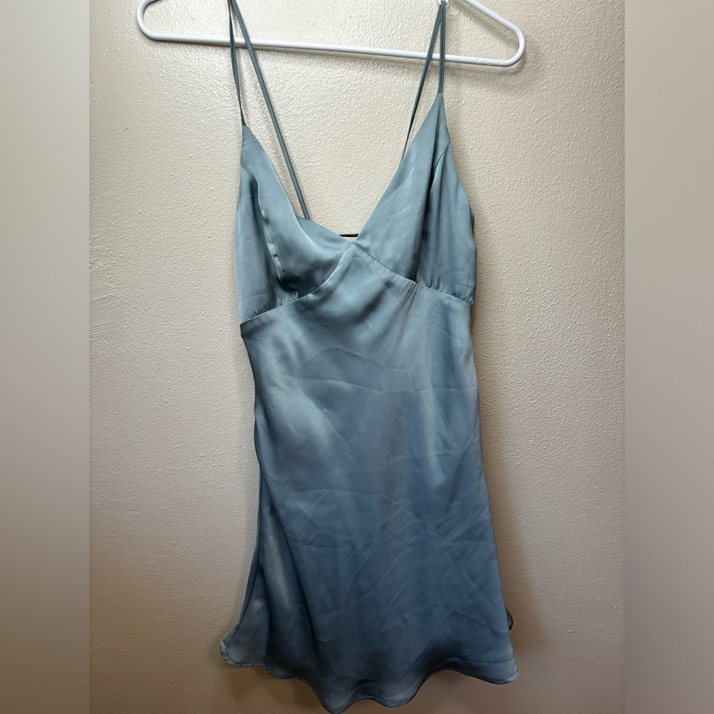 Forever 21 Dazzling Blue Back tie silky mini dress